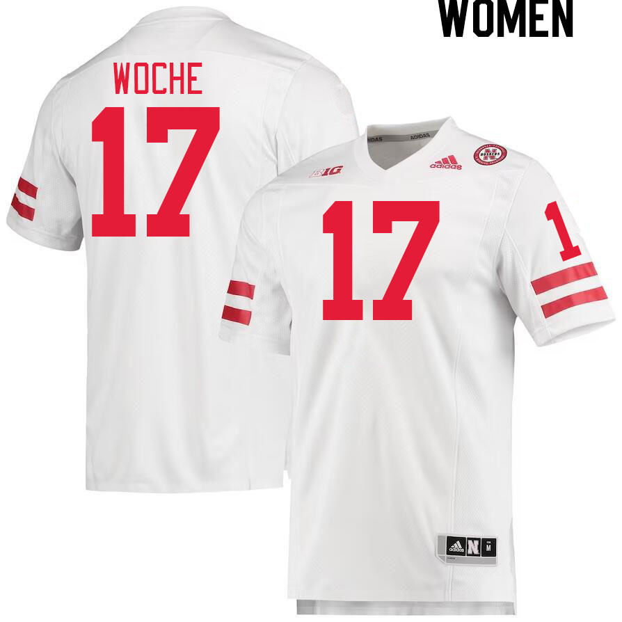 Women #17 Jack Woche Nebraska Cornhuskers College Football Jerseys Stitched Sale-White - Click Image to Close